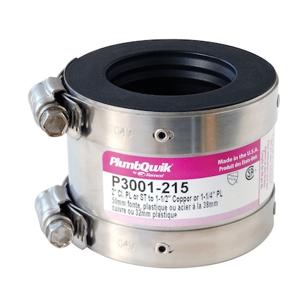 Fernco Fernco Proflex Schedule 40 2 in. Hub X 1-1/2 in. D Neoprene Rubber 3-1/2 in. Shielded Coupling 1 pk P3001-215